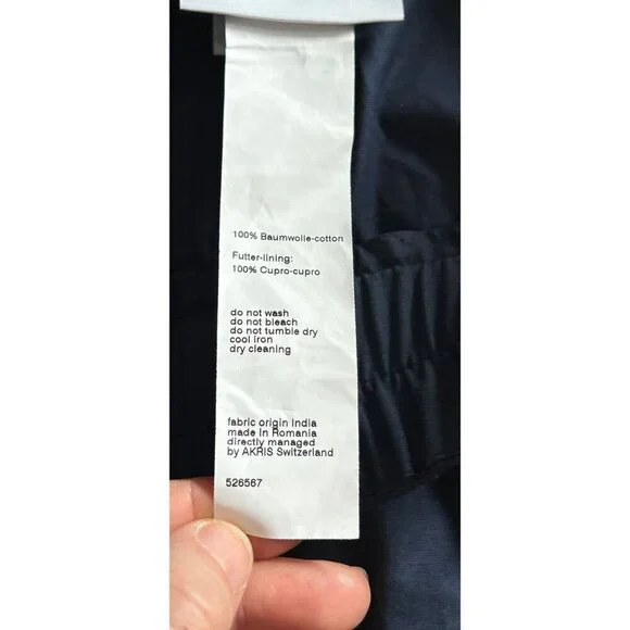 AKRIS PUNTO Ferry Mid-rise Cropped Pants Navy Blue Cotton Cuffed Hem Size 6